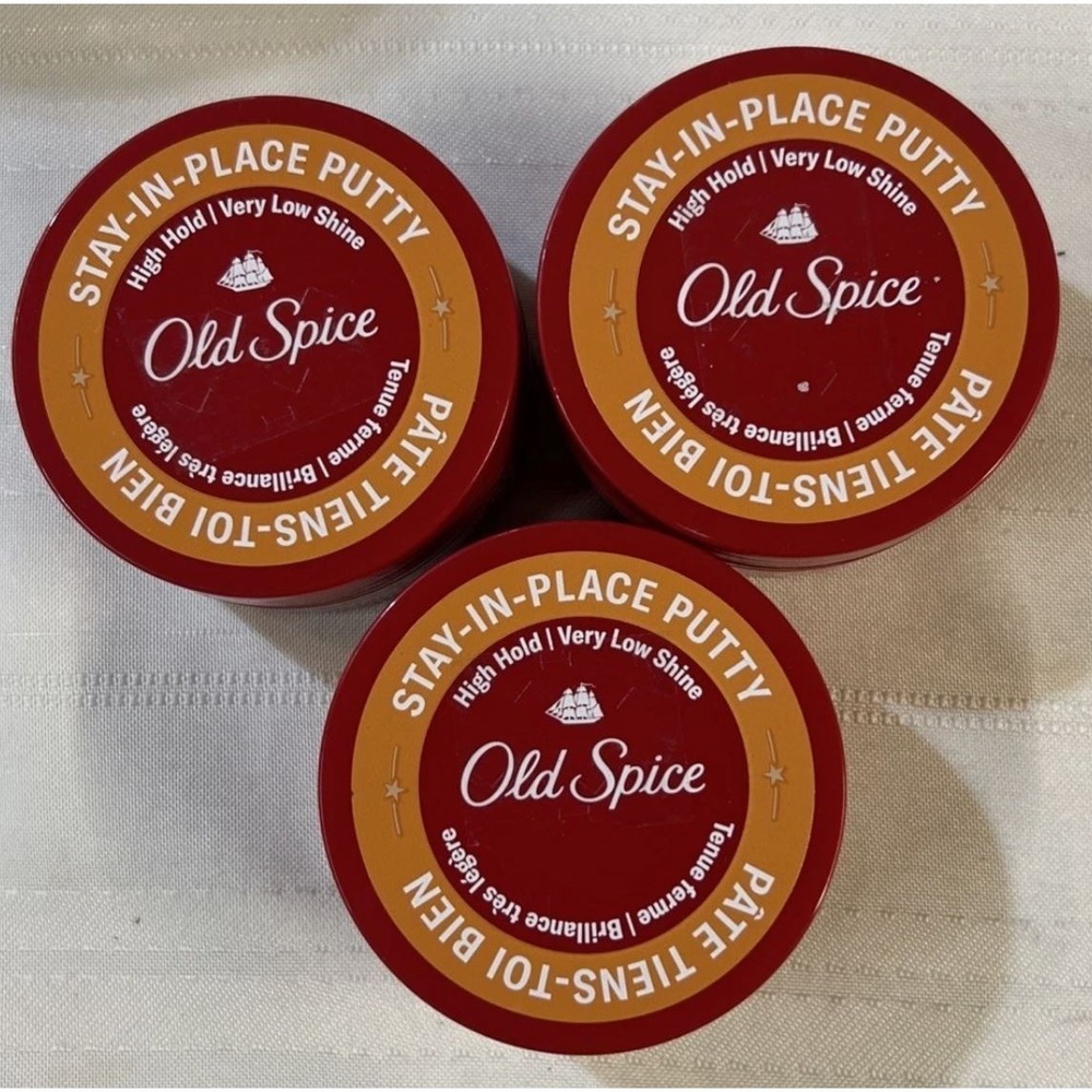 3X Old Spice Hair Stay In Place Putty for Men, High Hold - Low Shine 2.22 Oz